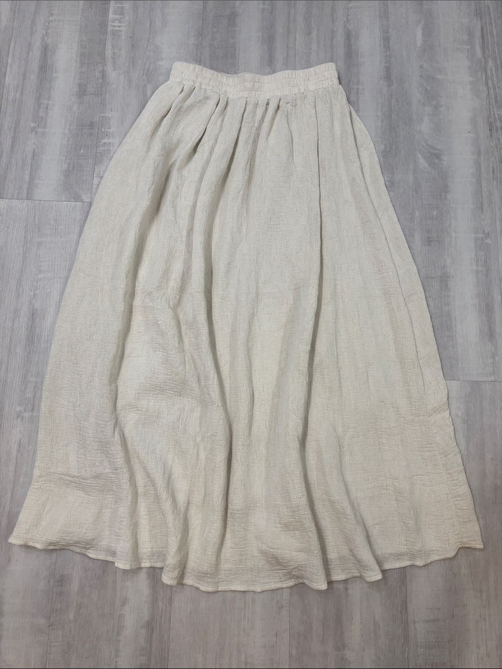 Blu Pepper Cream Textured Maxi Skirt Lined Large